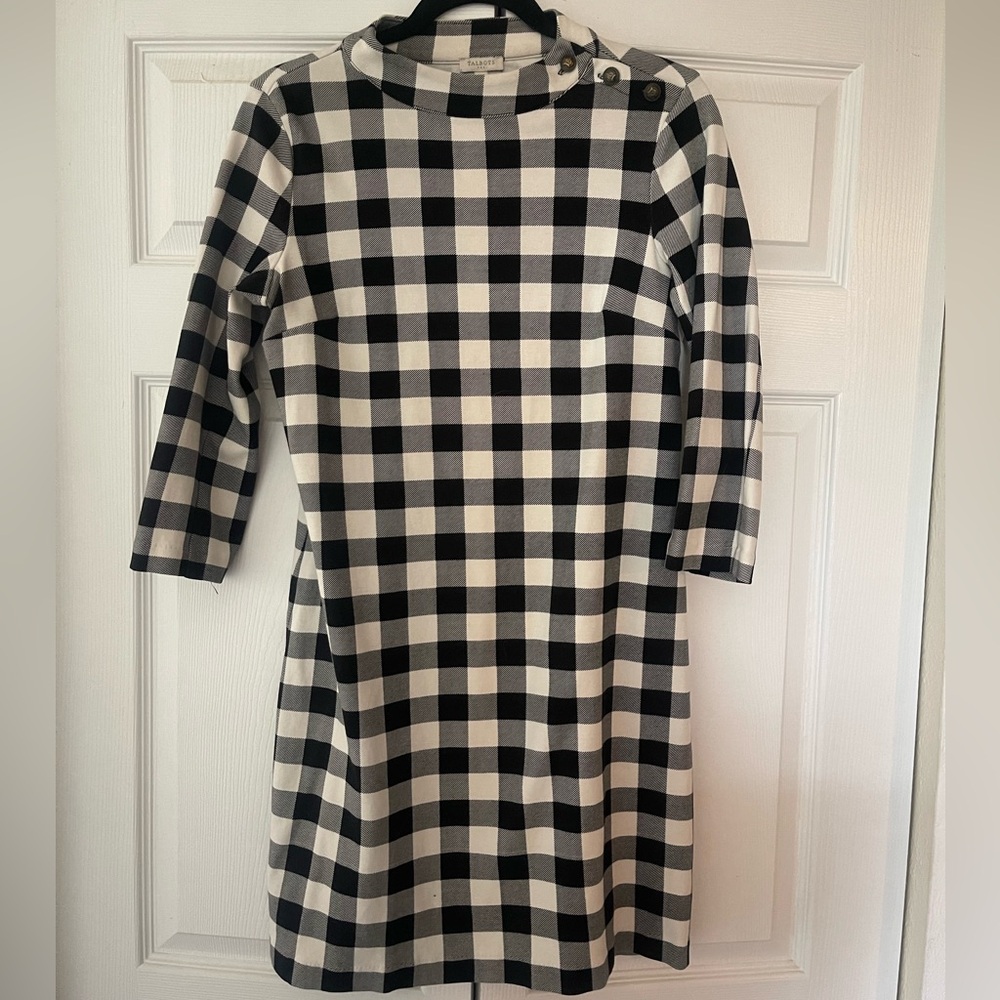 Talbots Checkered/Plaid Black & White Dress